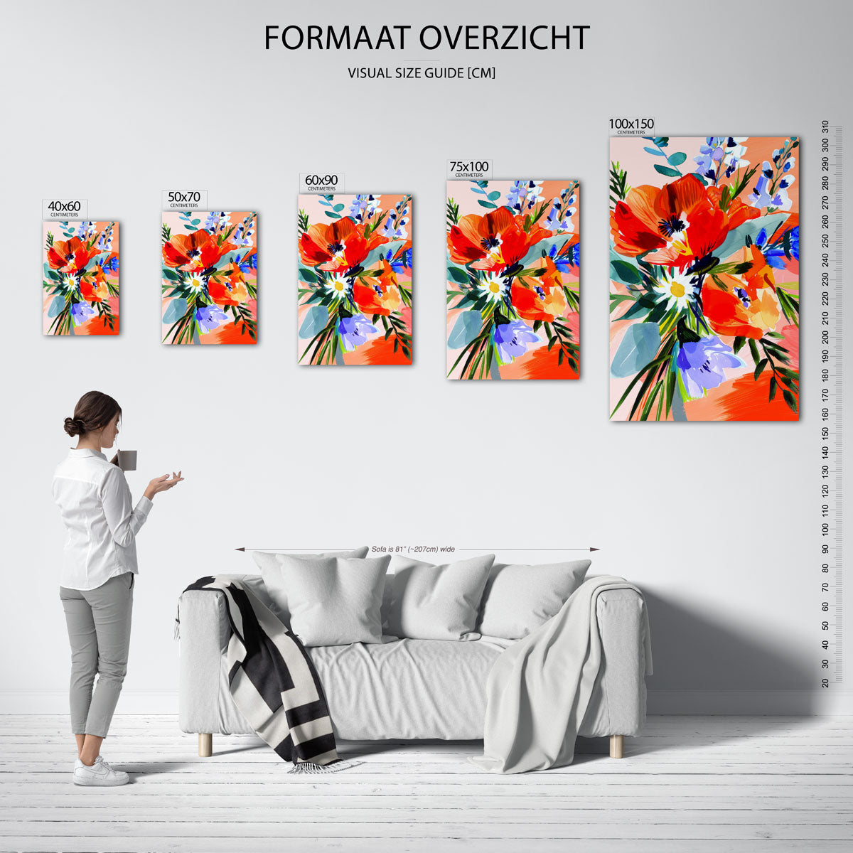 Vrolijke bloemencompositie Kunstwerk