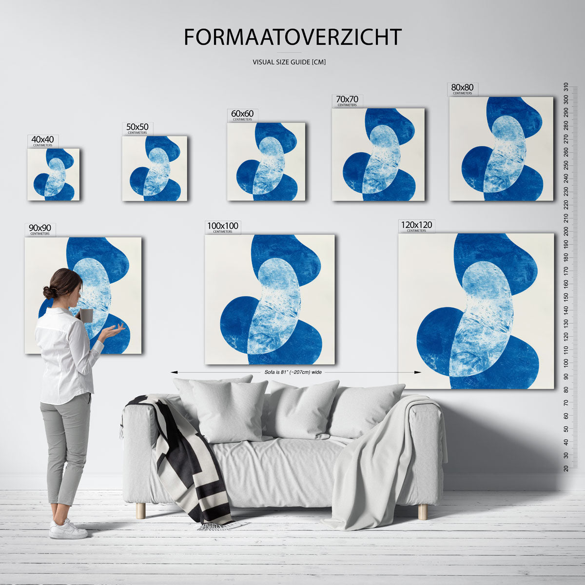 Abstracte blauwe vormen Poster