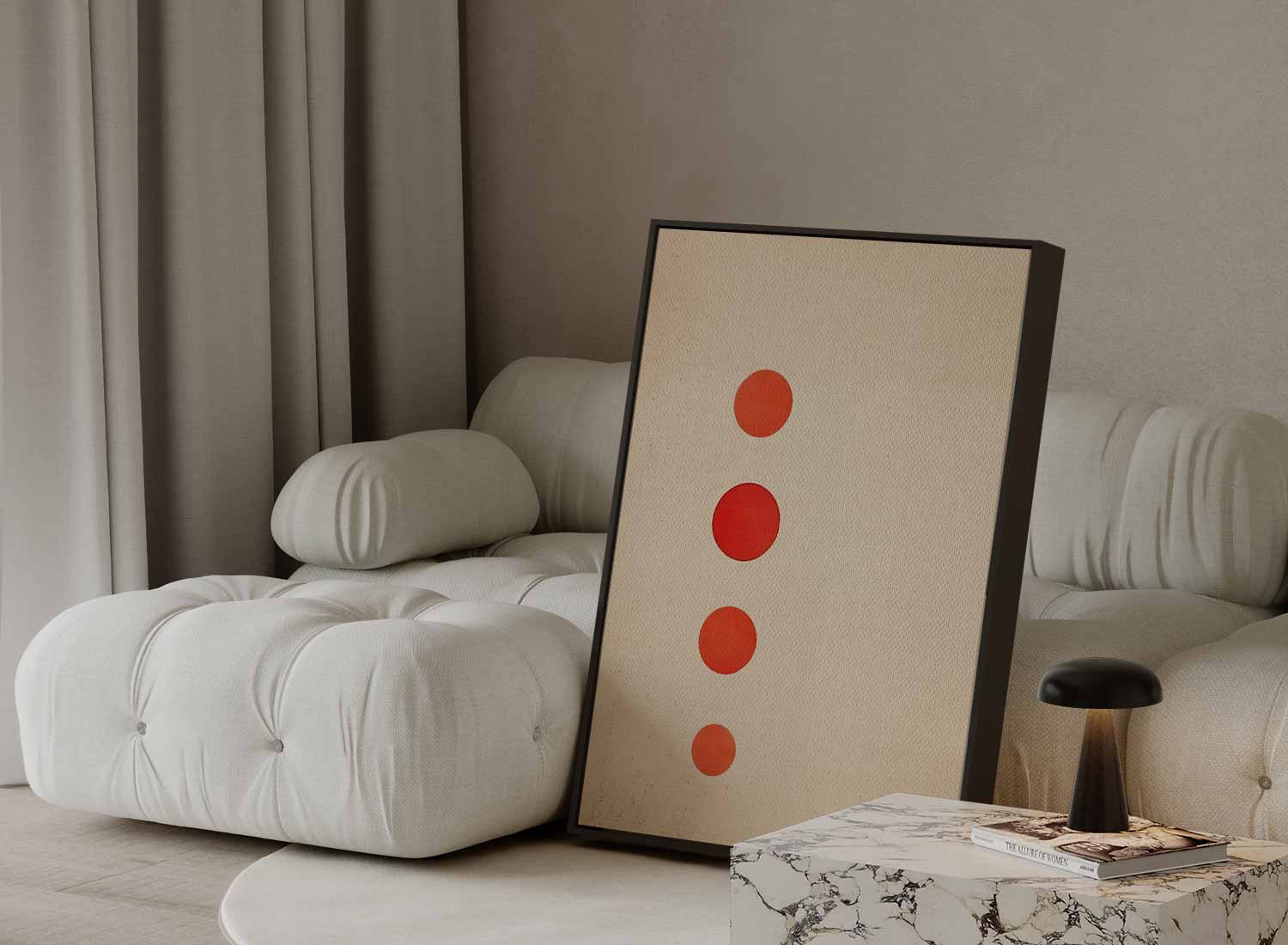 Minimalistisch Rood Cirkelkunstwerk-canvas-dibond-plexiglas-wanddecoratie-WallArtistic