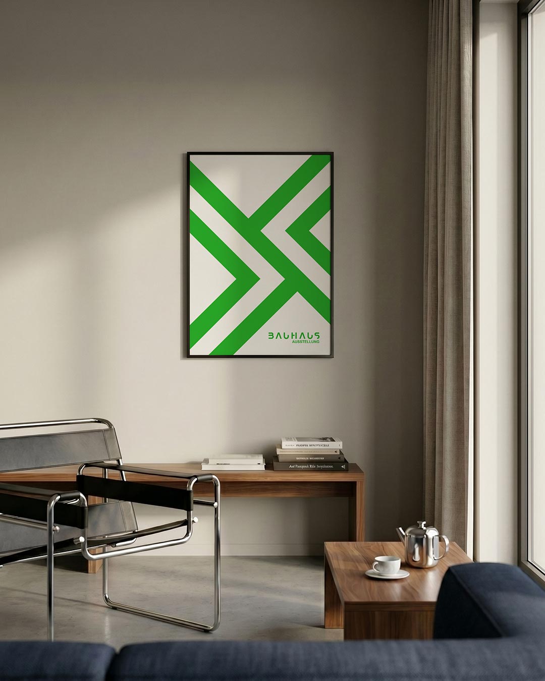 Groene lijnenstructuur Poster