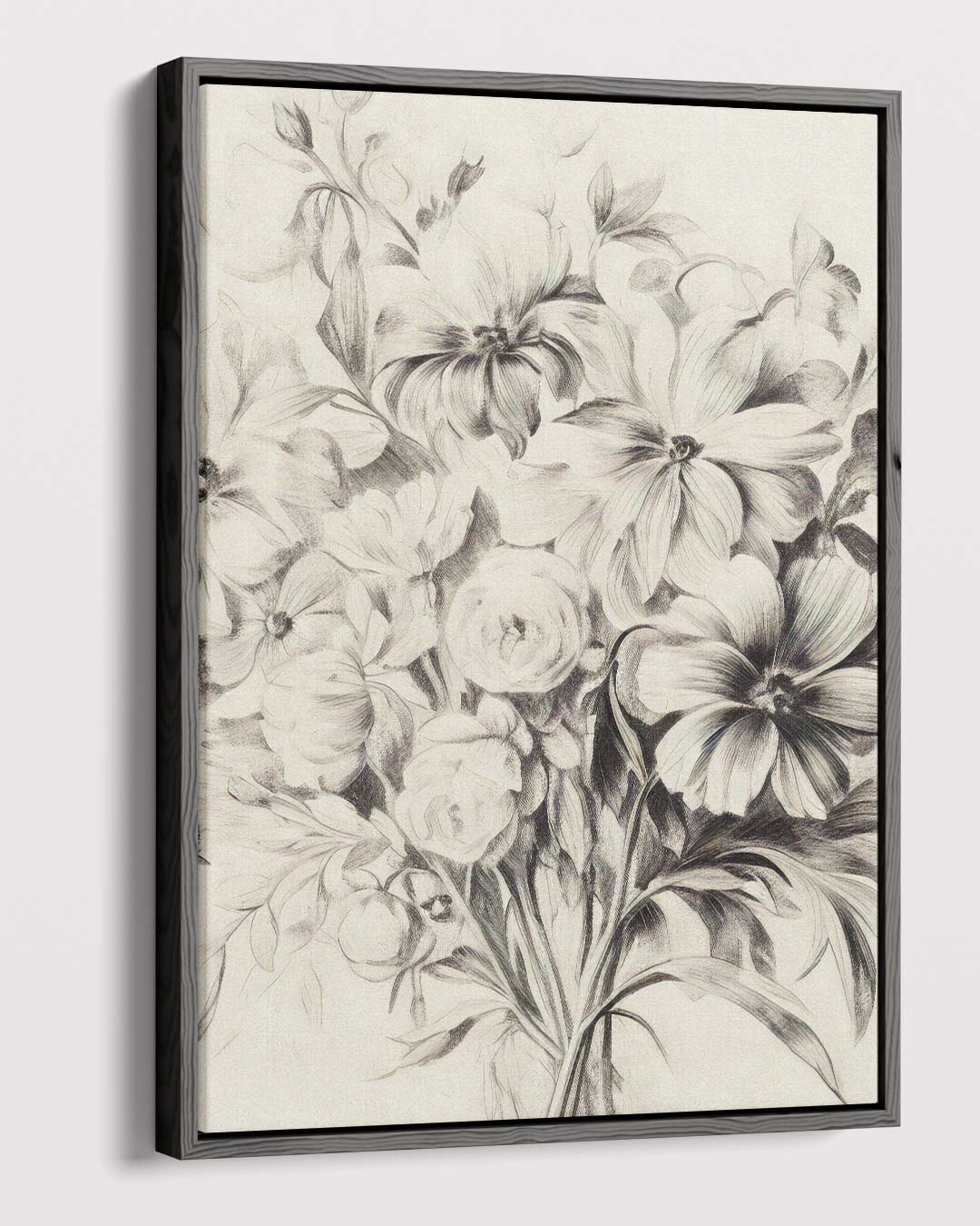 Elegante Bloemenpracht in Potlood Kunstwerk-canvas-dibond-plexiglas-wanddecoratie-WallArtistic