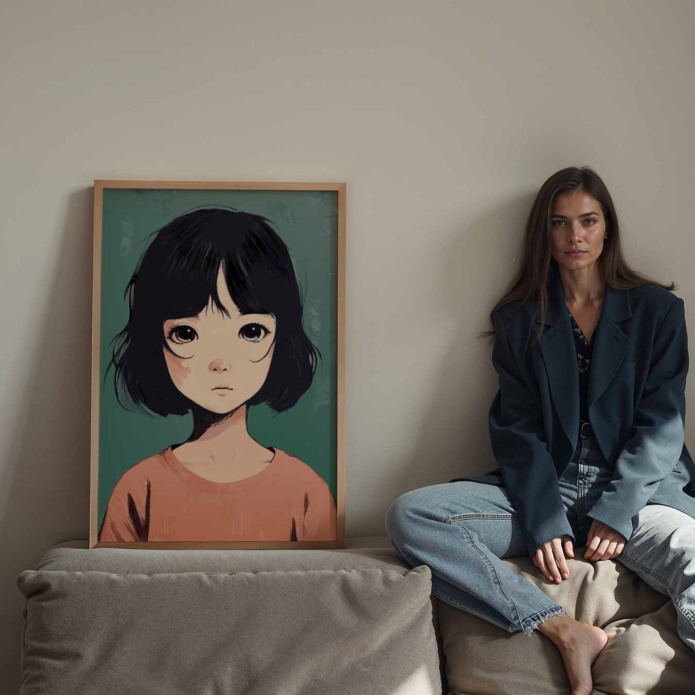 Dromerige Anime Portretposter-WallArtistic