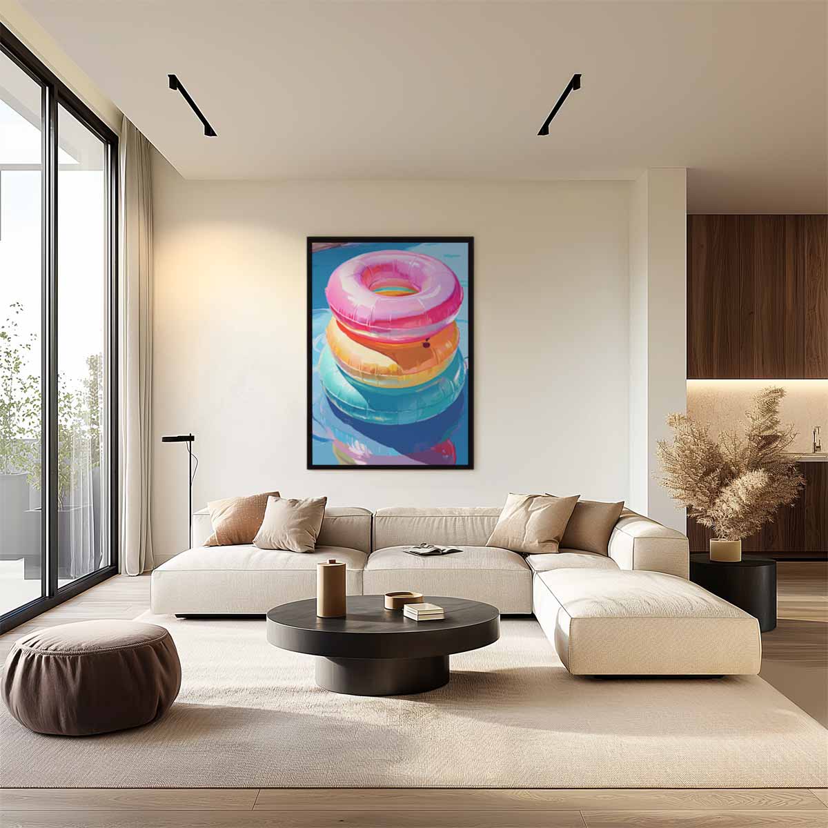 Zomerse Zwemband Stapel Kunstwerk-canvas-dibond-plexiglas-wanddecoratie-WallArtistic