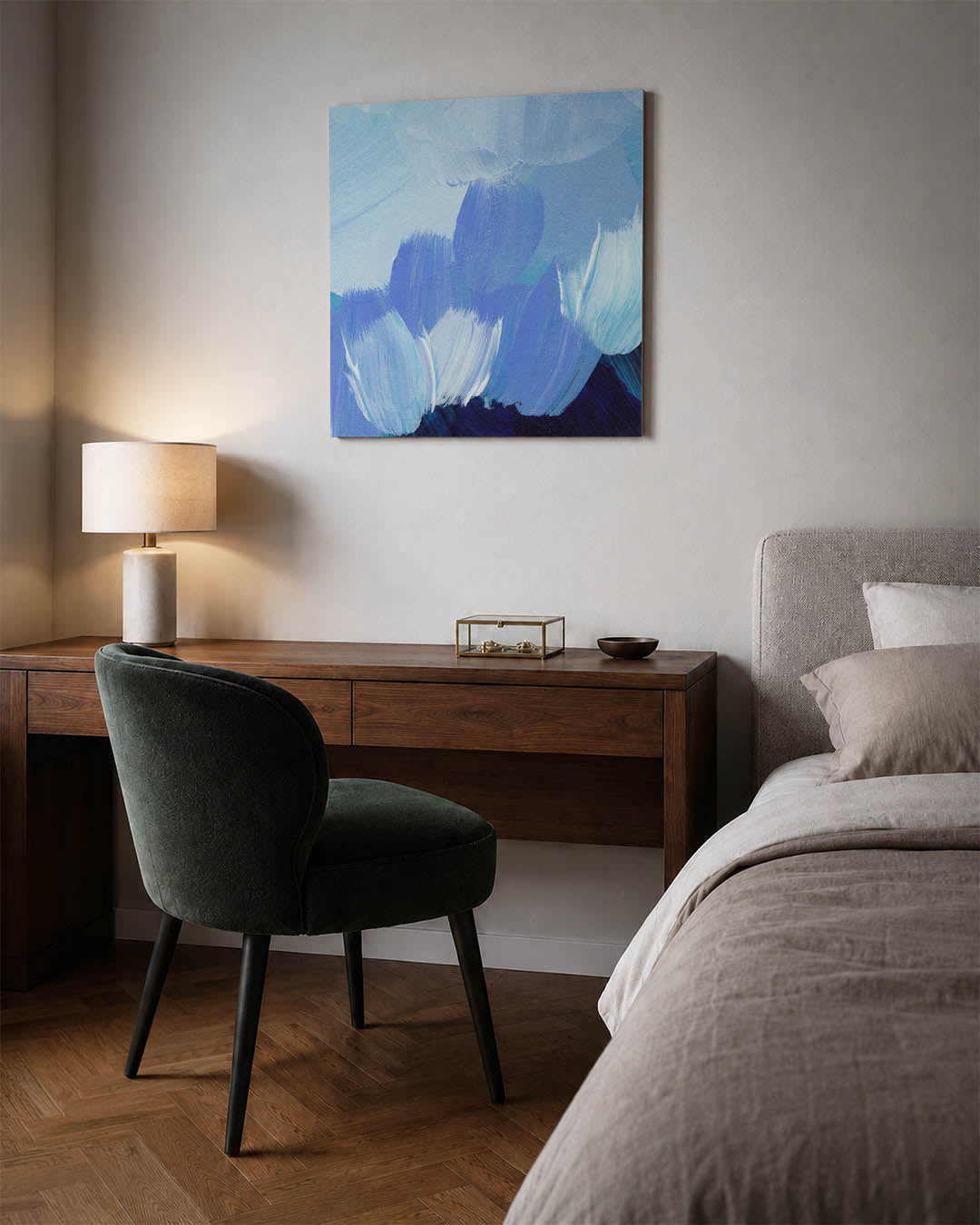 Dynamische blauwtinten Kunstwerk