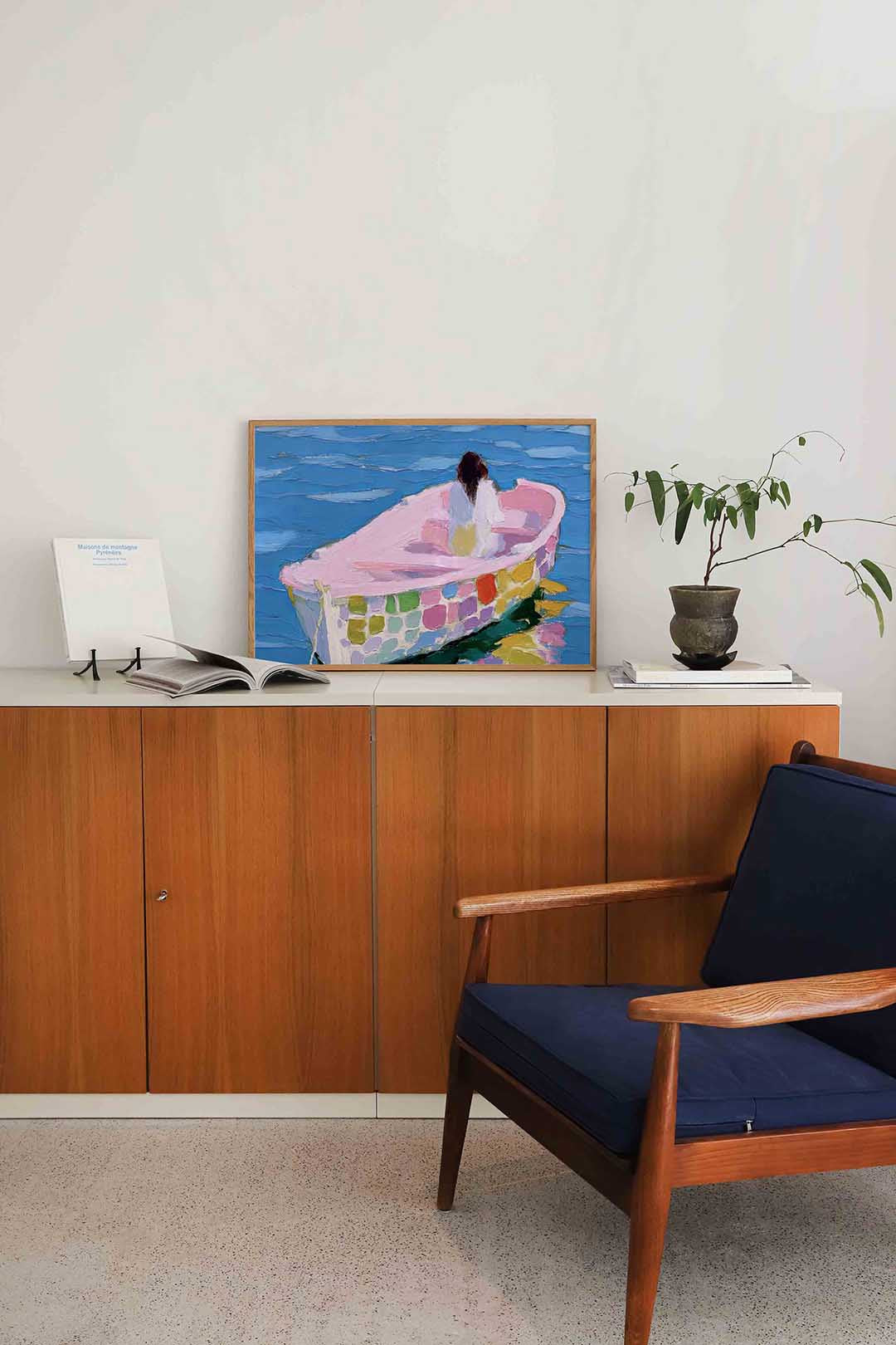 Vrouw in boot Poster