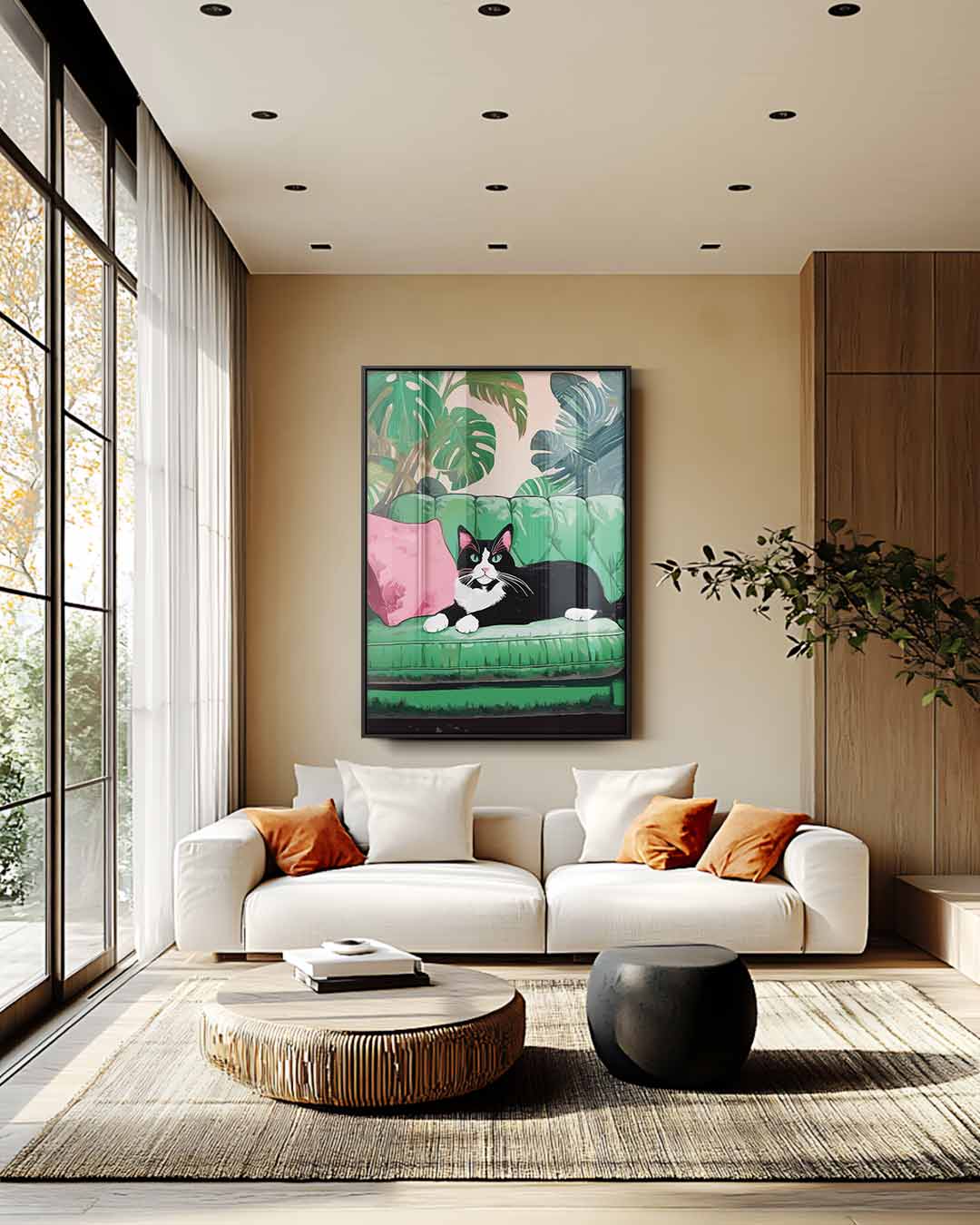 Cat on Green Bench Artwork