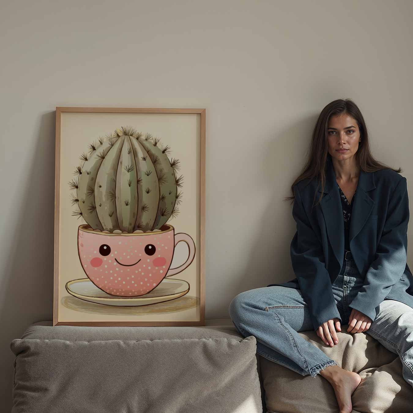 Schattige Cactus Kopje Poster-WallArtistic