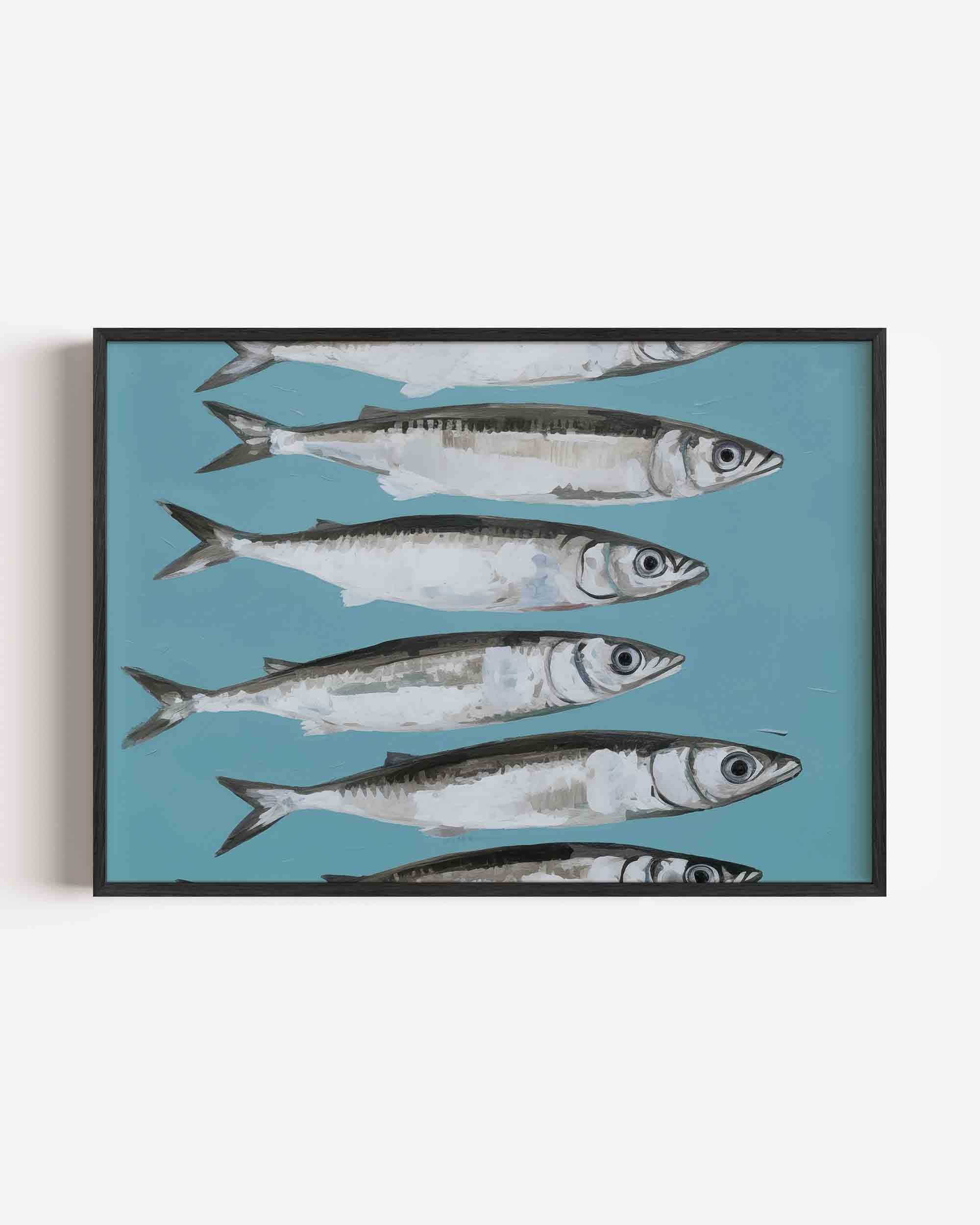 Vissen op blauwe achtergrond Poster