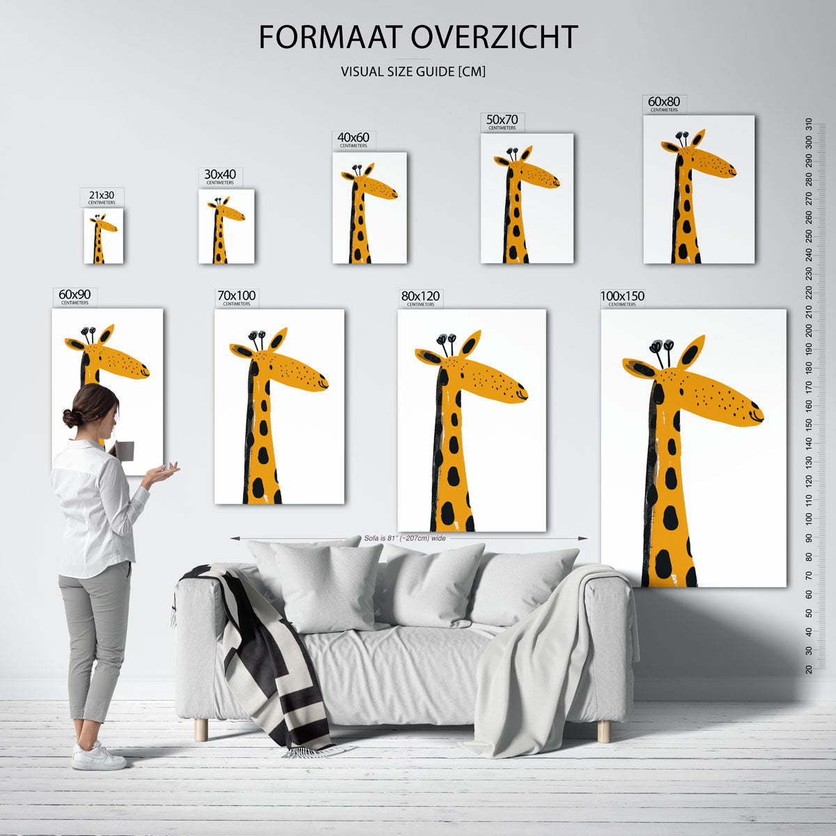 Giraffe illustratie Poster
