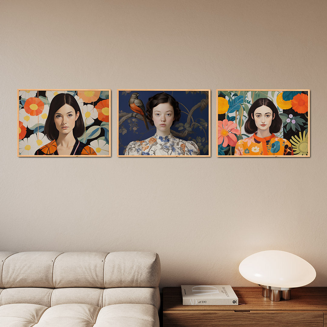 Bloemen en portret Posterset