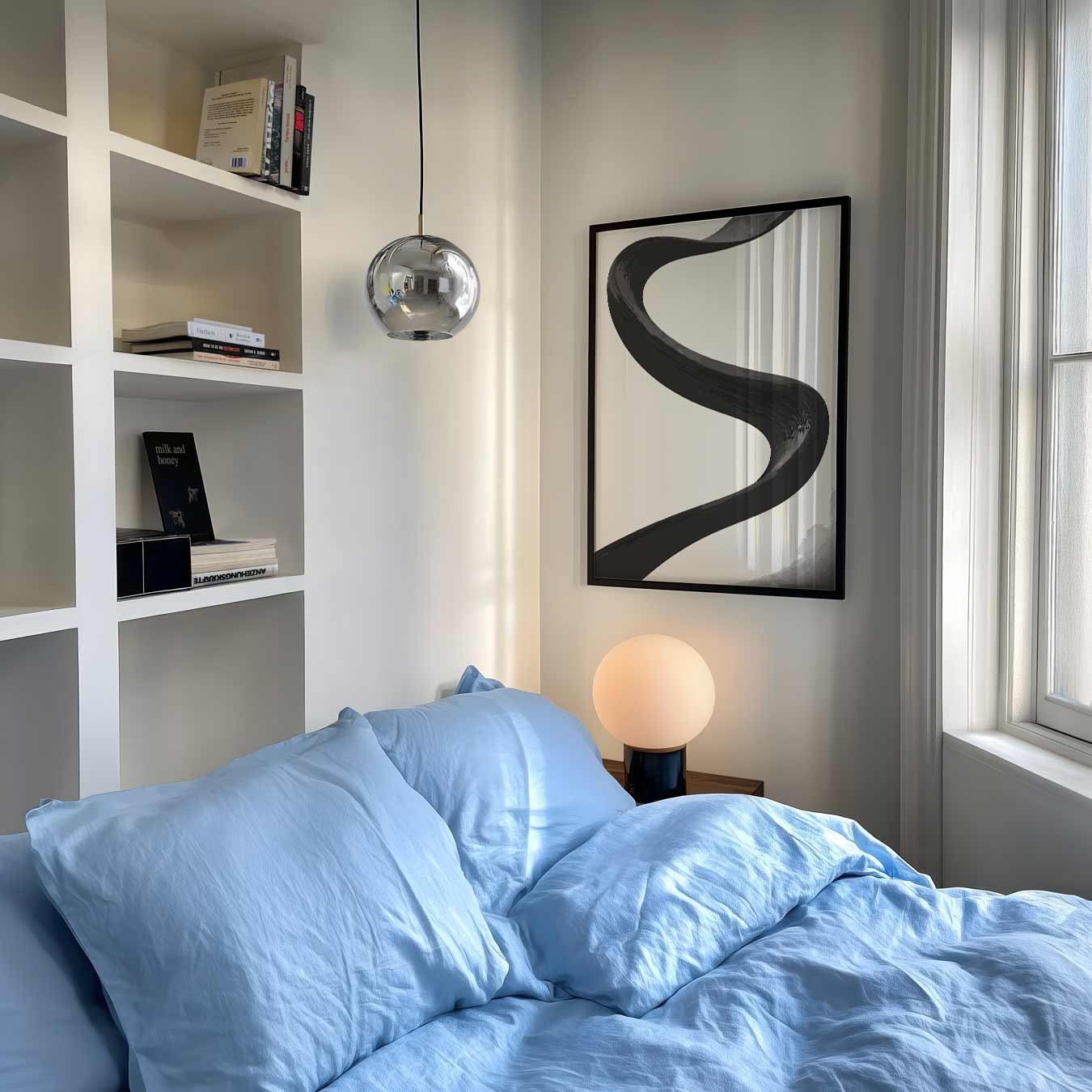 Elegante Zwarte Krul Wandkunst Poster-WallArtistic