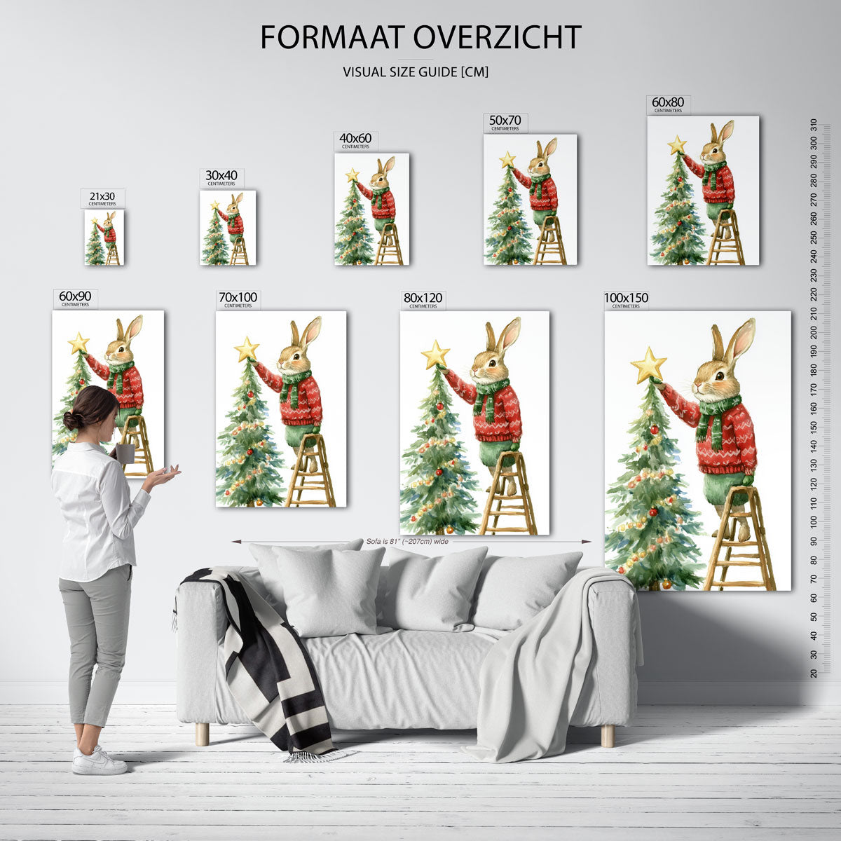 Konijn met kerstboom Poster