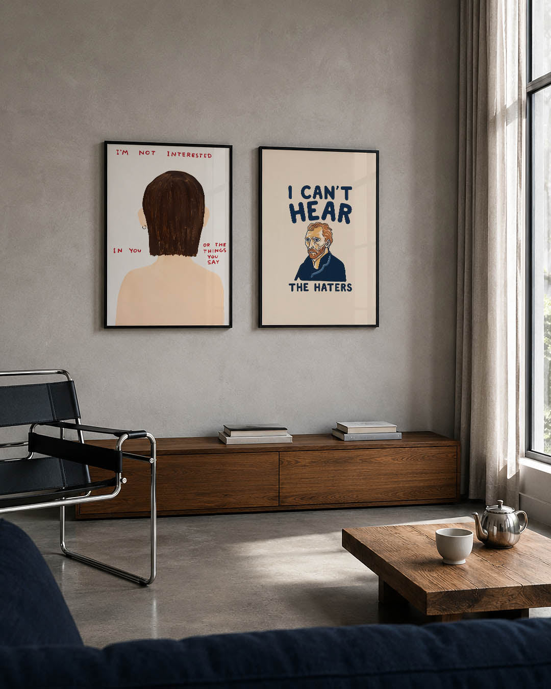 Achterhoofd en tekst Posterset