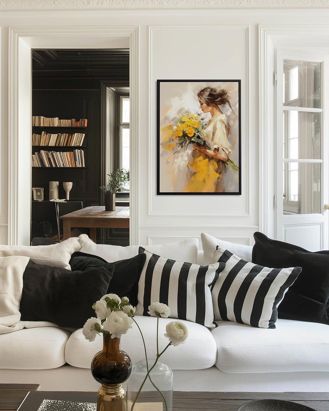 Dromerige bloemenportret Kunstwerk