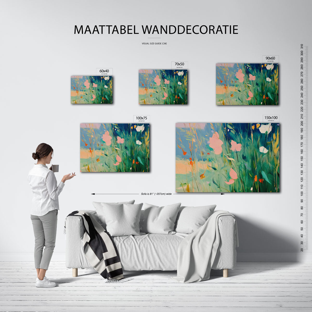Vrolijke bloemenweide Kunstwerk