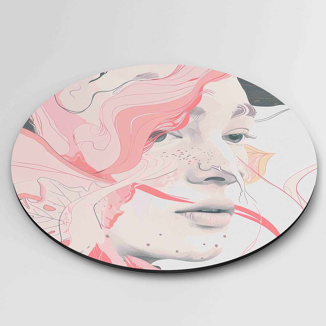 Portret met roze accenten Muurcirkel