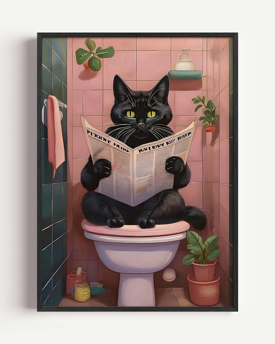 Kat op het Toilet Poster-WallArtistic