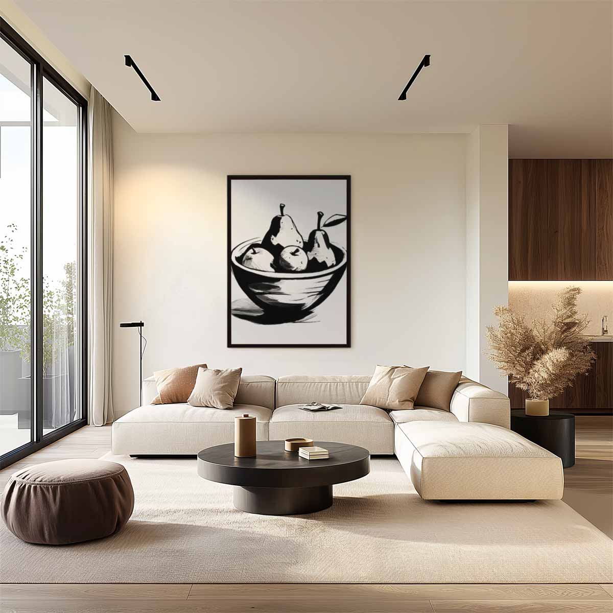 Stijlvolle Fruitkom Schets Kunstwerk-canvas-dibond-plexiglas-wanddecoratie-WallArtistic