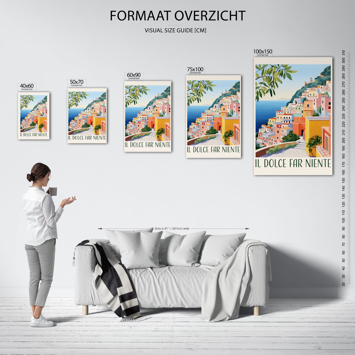 Kleurrijke kusthuizen Kunstwerk