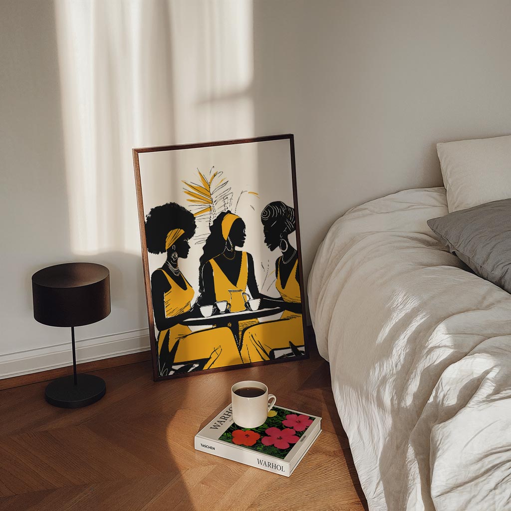 Gezellige Koffieklets Vriendinnen Poster-WallArtistic