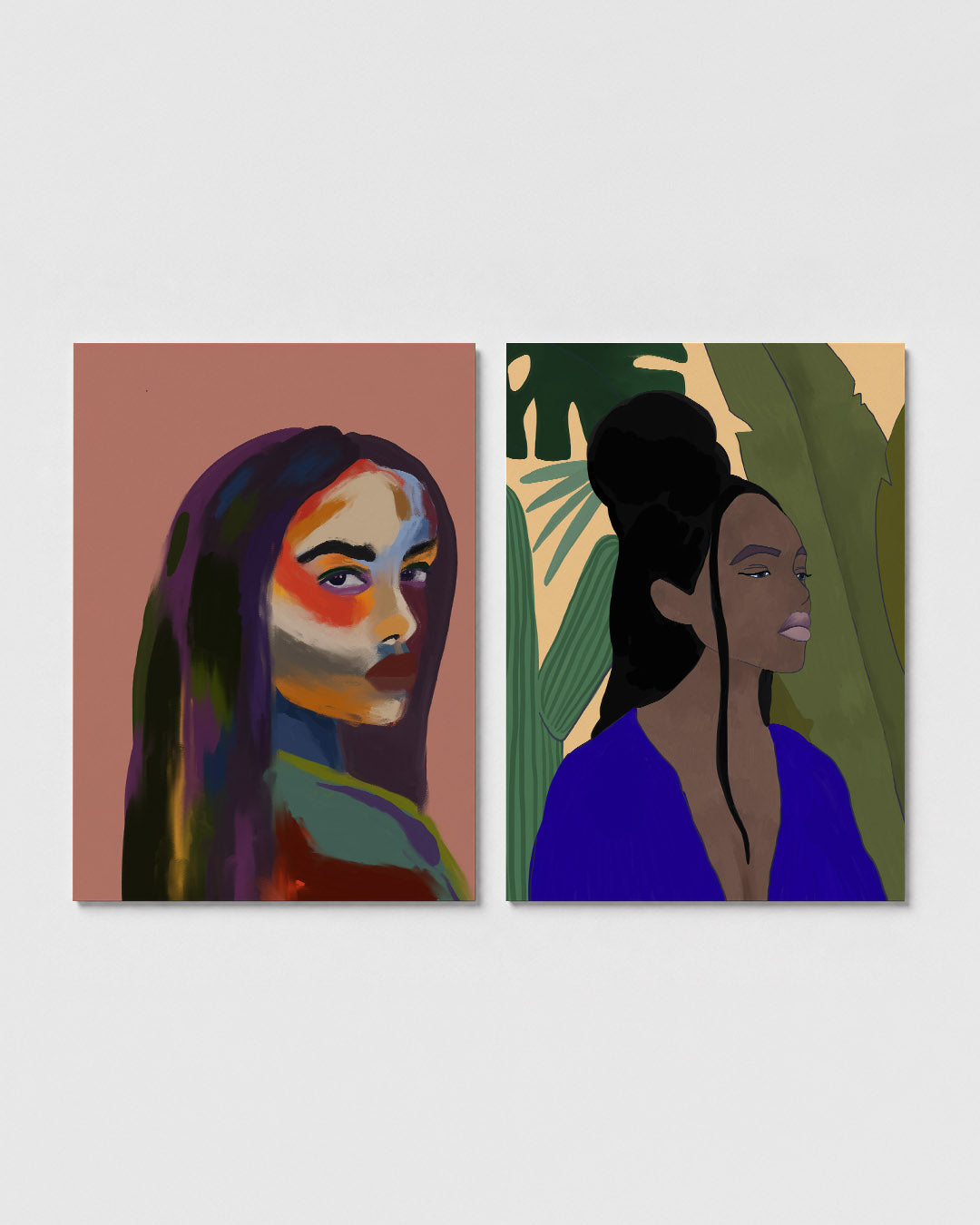 Kleurrijke portretvlakken Posterset