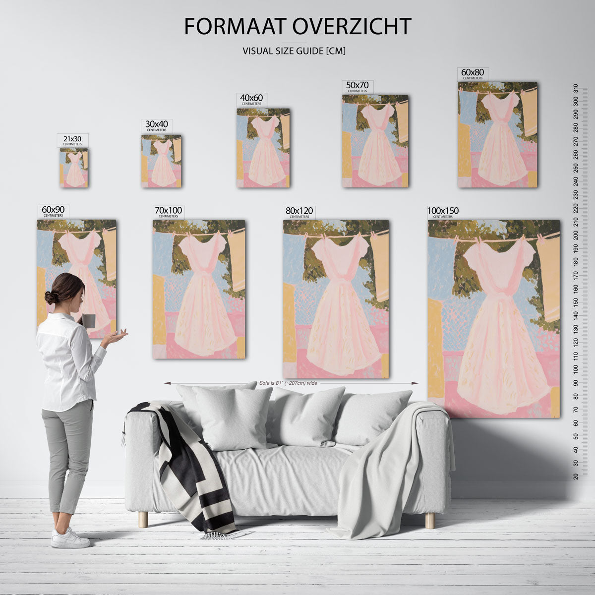 Witte jurk aan waslijn Poster