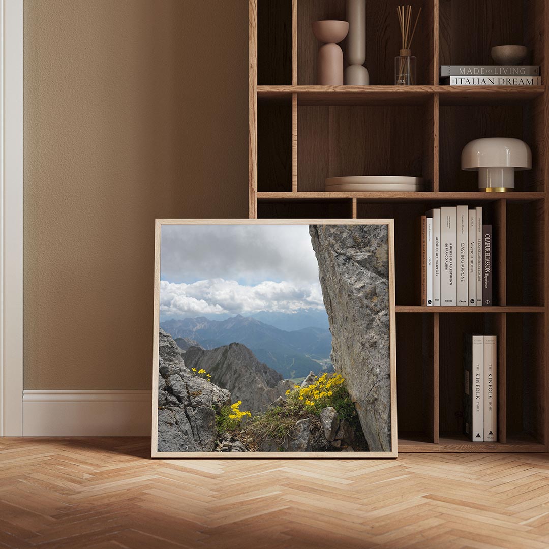 Berglandschap met bloemen Poster