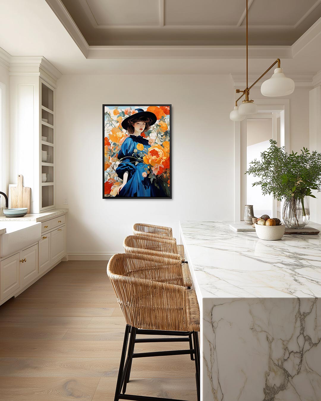 Vrouw met bloemen Kunstwerk