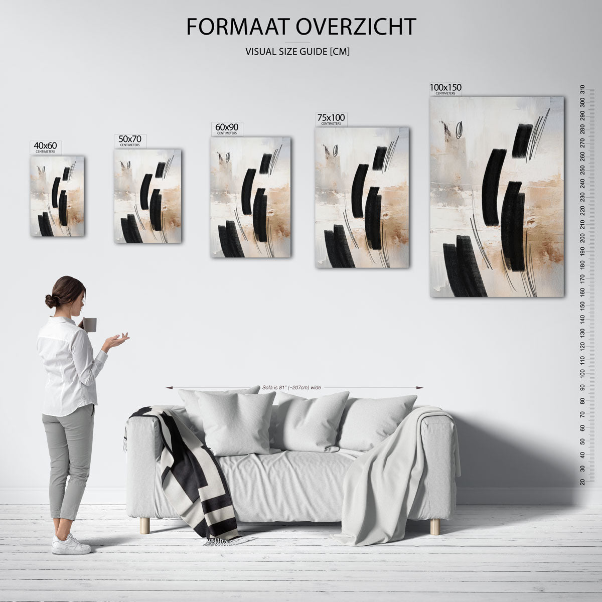 Dynamische lijnen compositie Kunstwerk