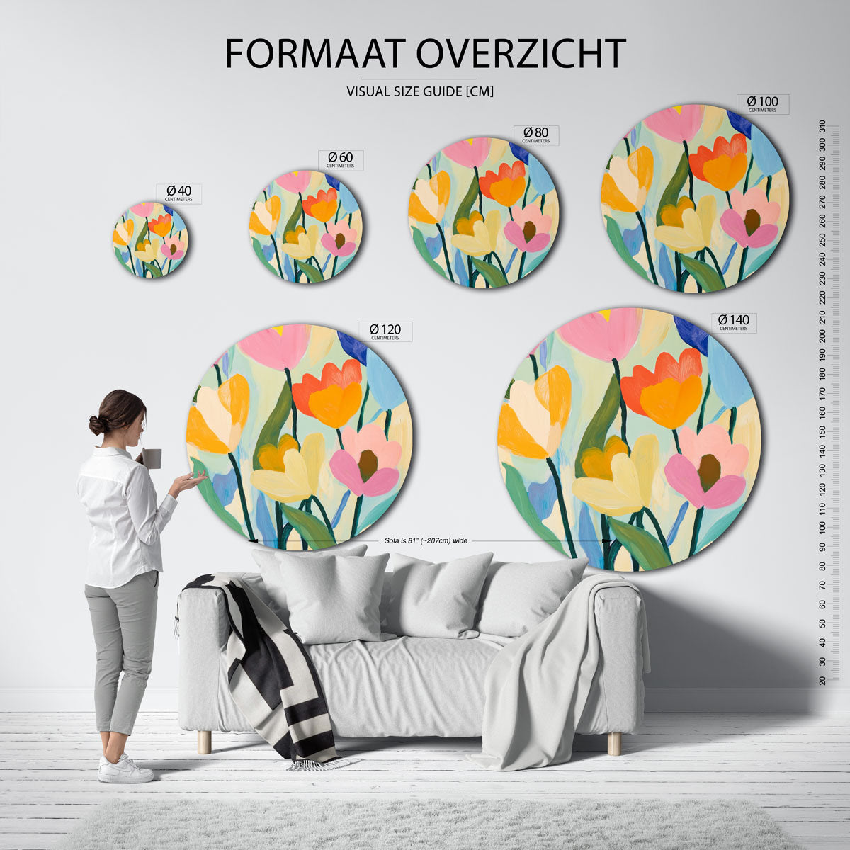 Bloemen in zachte tinten Muurcirkel
