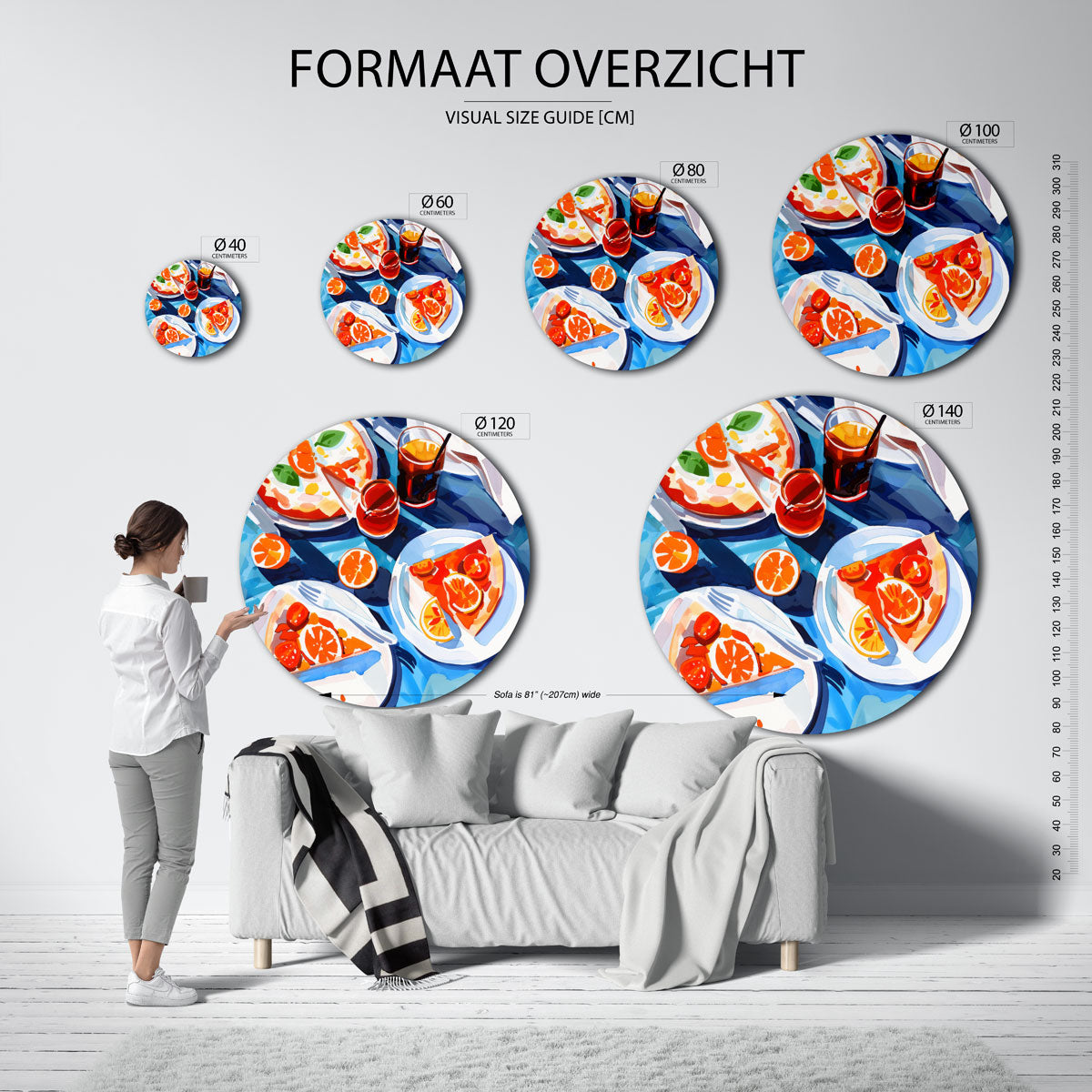 Pizza en sinaasappels Muurcirkel