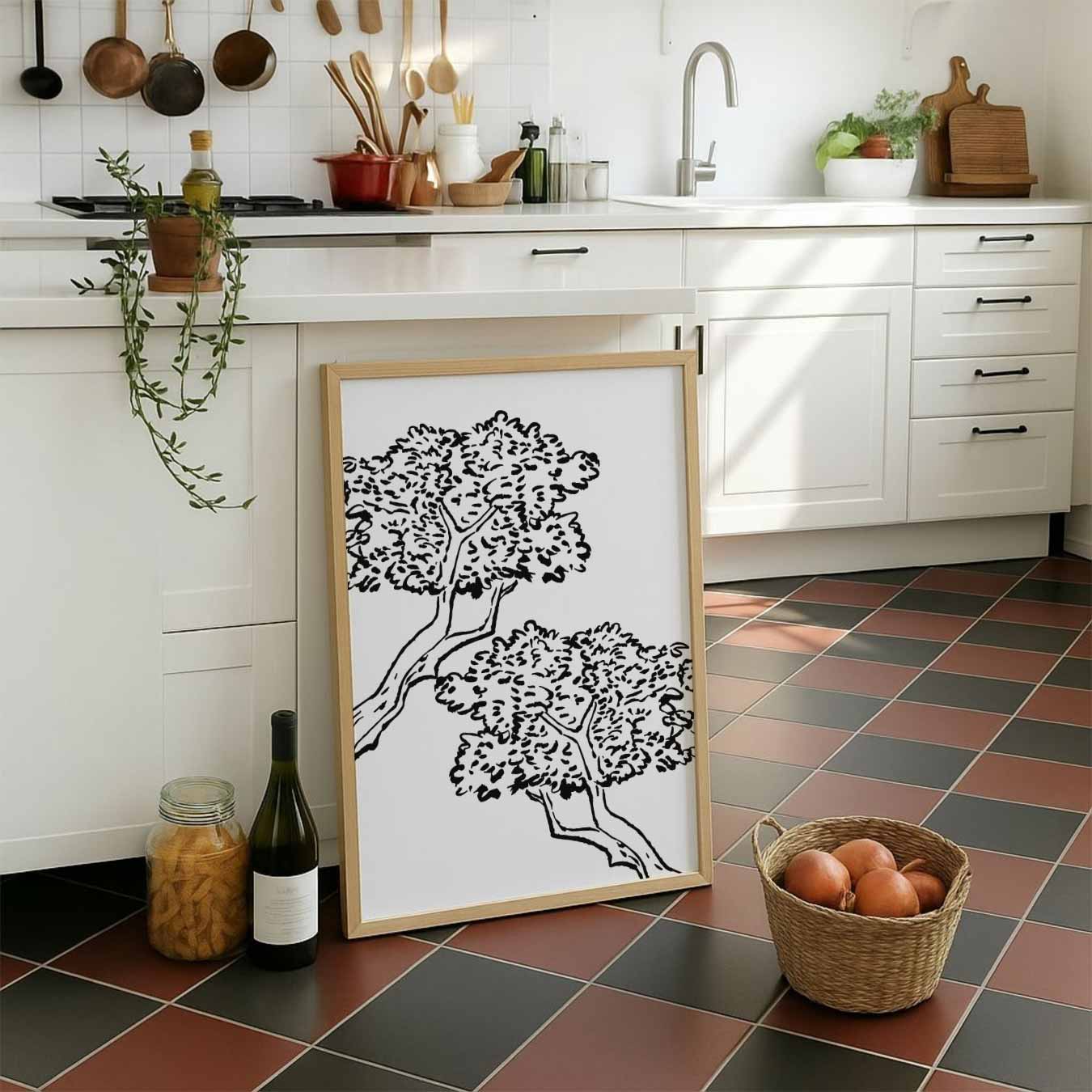 Elegante Bomen Illustratie Poster-WallArtistic