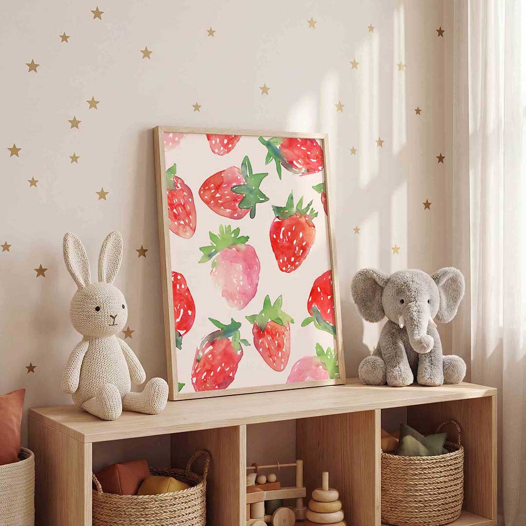 Aardbeien patroon Poster
