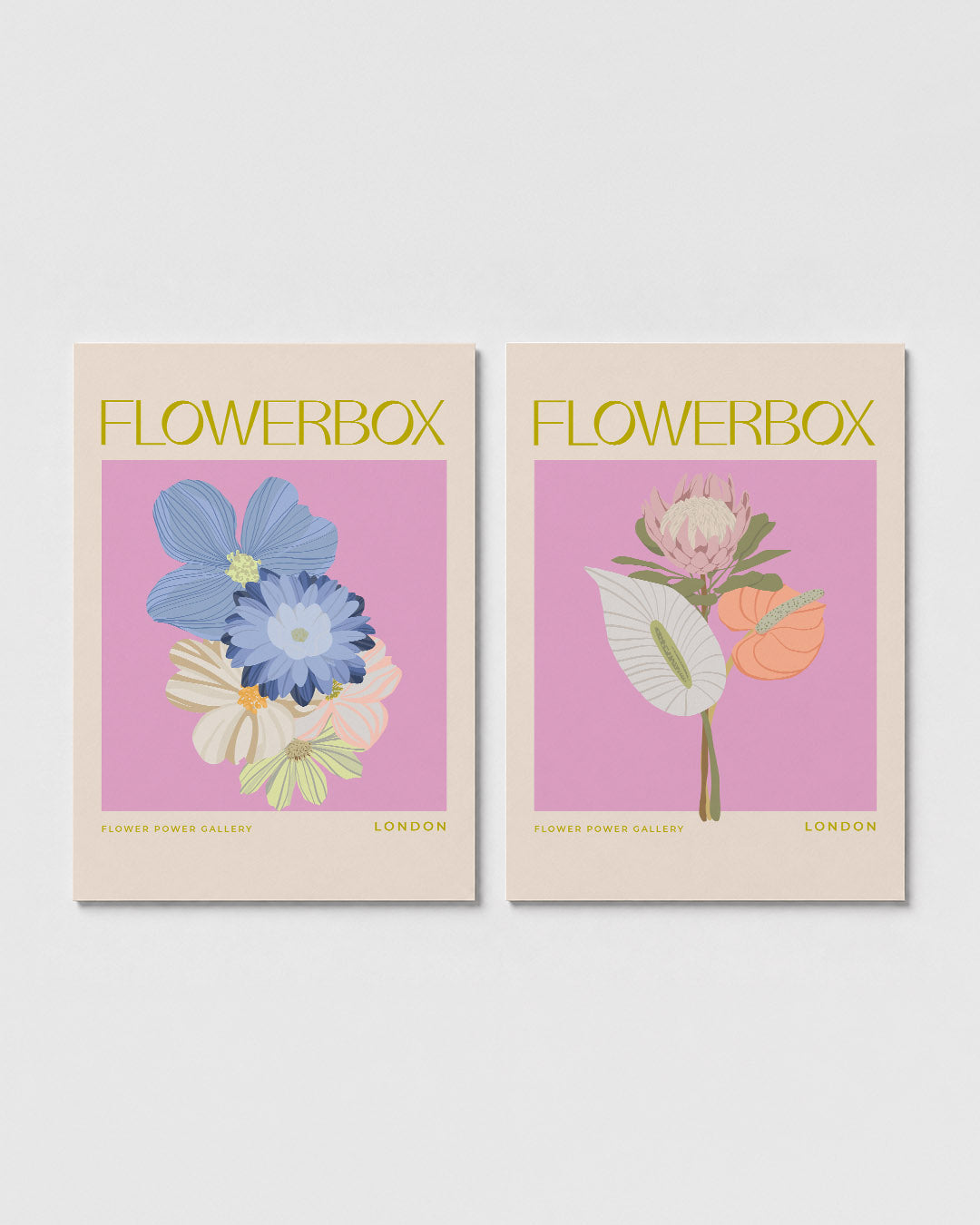 Bloemen en pastel Posterset