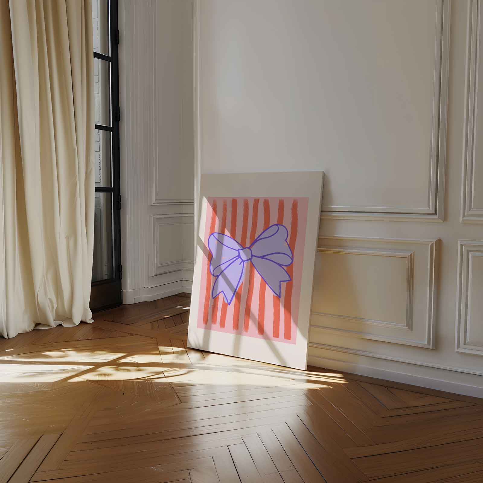 Vrolijke Strik met Strepen Kunstwerk-canvas-dibond-plexiglas-wanddecoratie-WallArtistic