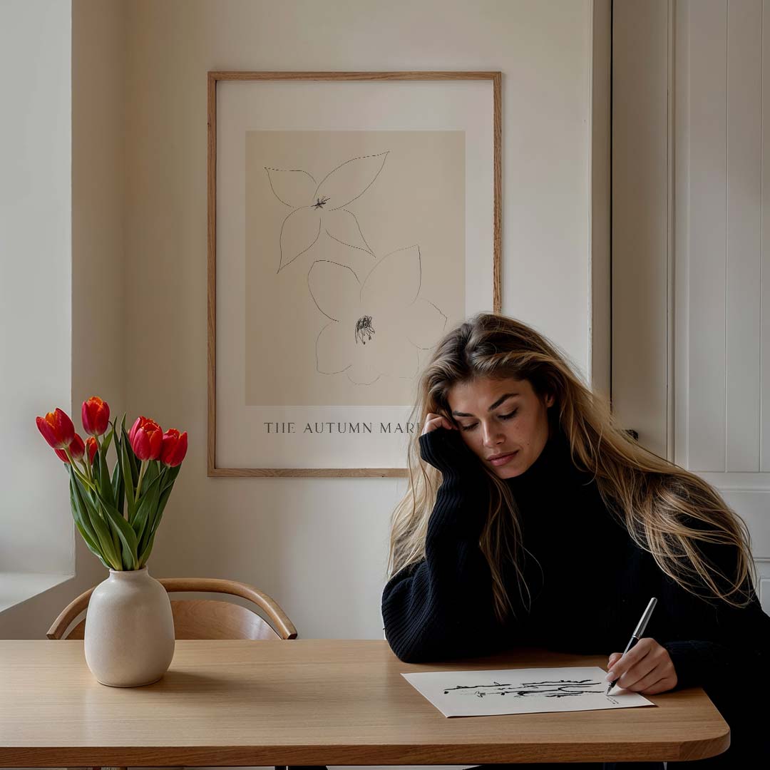 Minimalistische Herfstbloemen Poster-WallArtistic