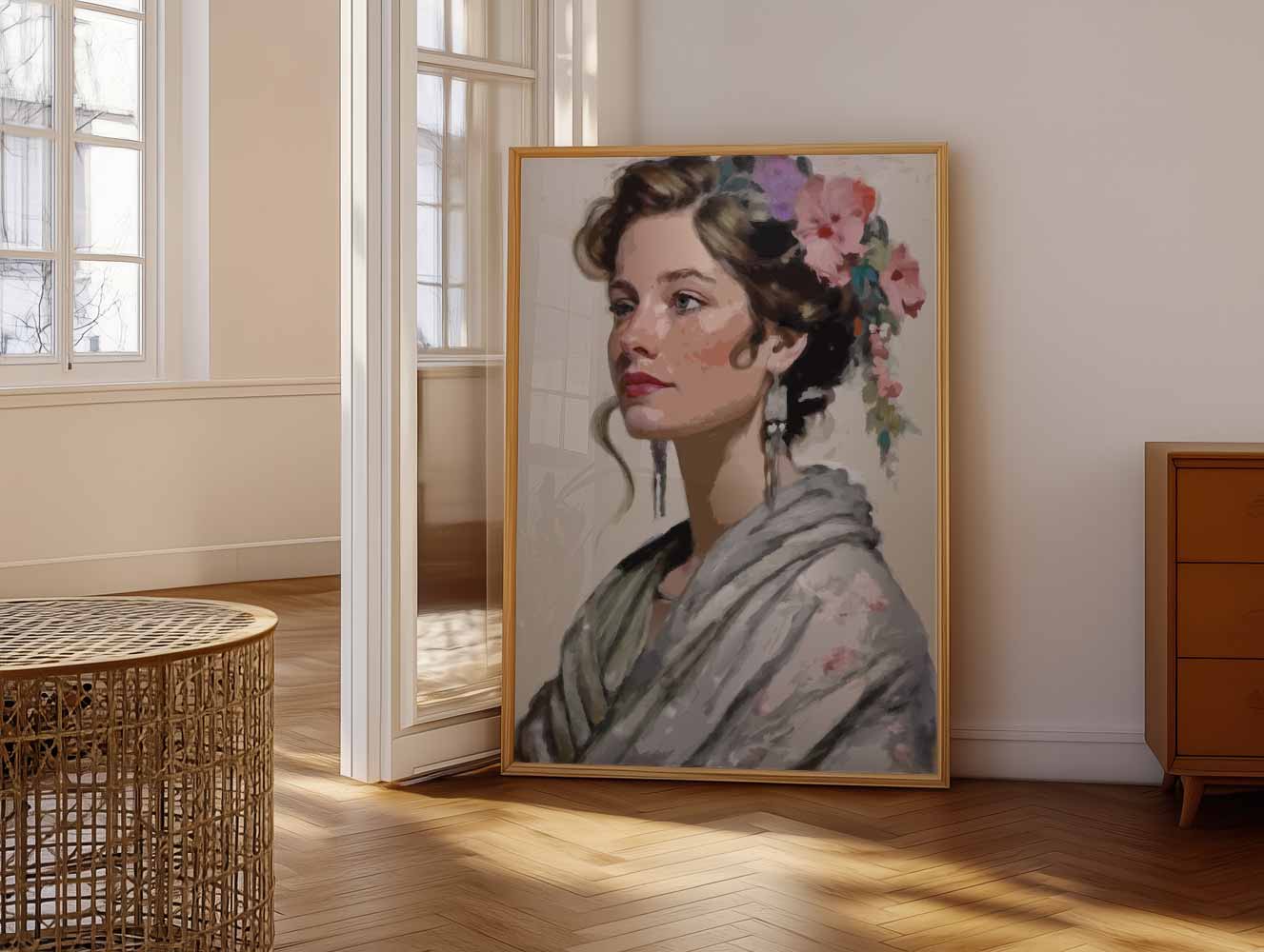Vrouwelijke Elegantie In Bloemenpracht Poster-WallArtistic