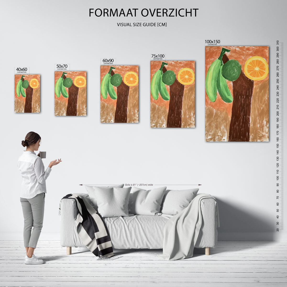 Fruit en boomstam Kunstwerk