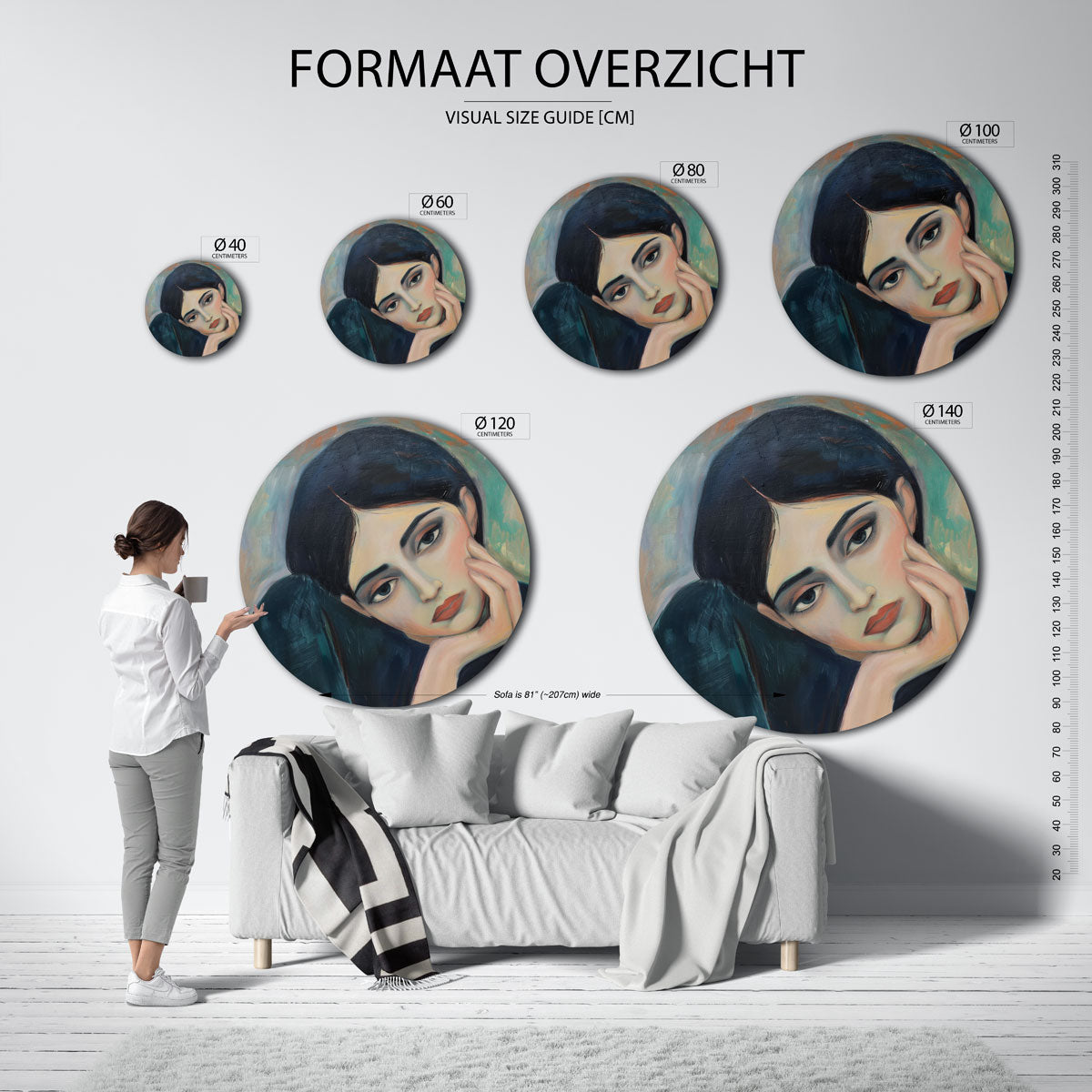 Portret van vrouw Muurcirkel