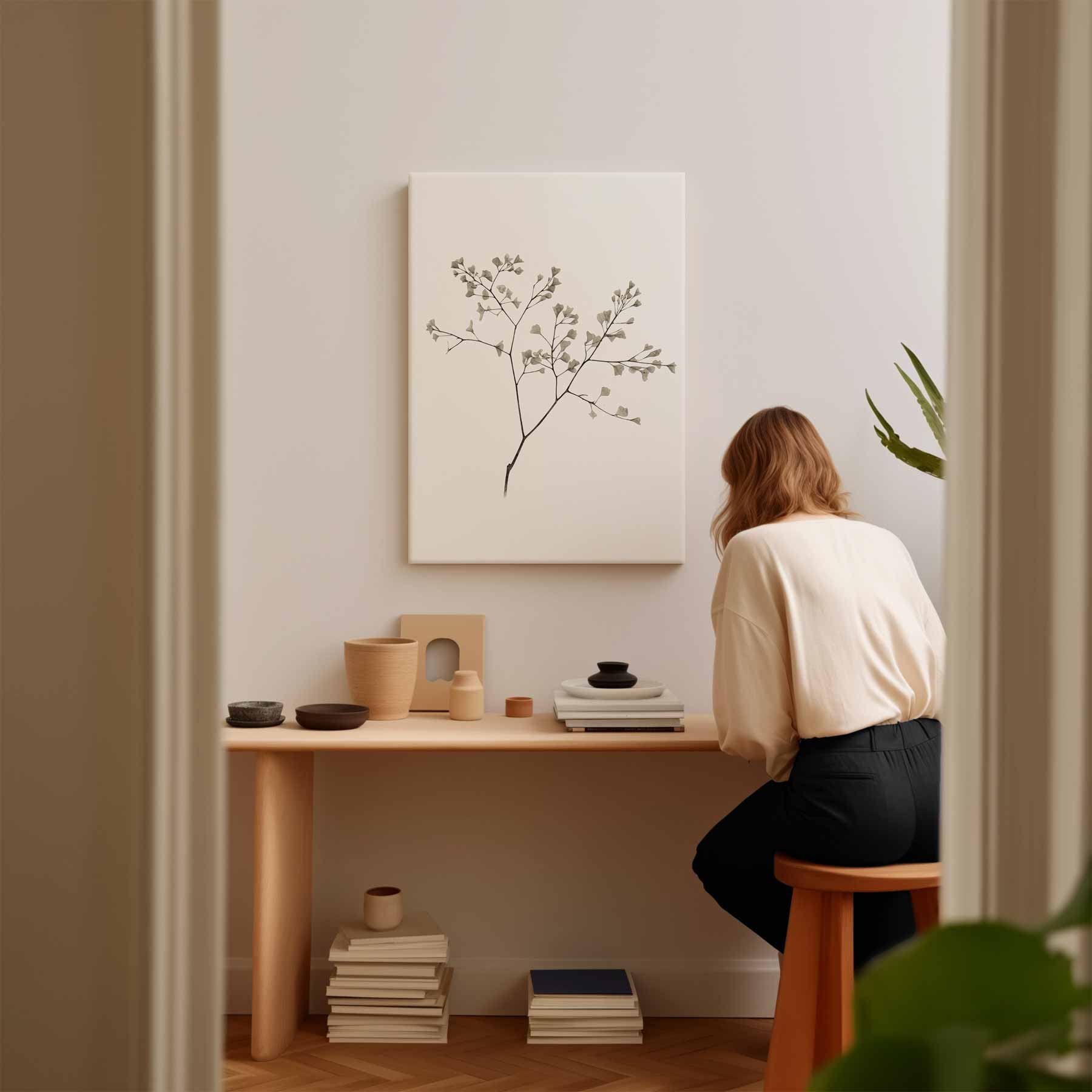 Minimalistische Botanische Schets Kunstwerk-canvas-dibond-plexiglas-wanddecoratie-WallArtistic