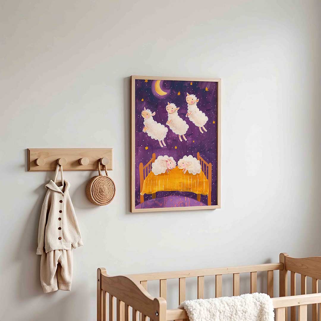 Schapen en maan Poster