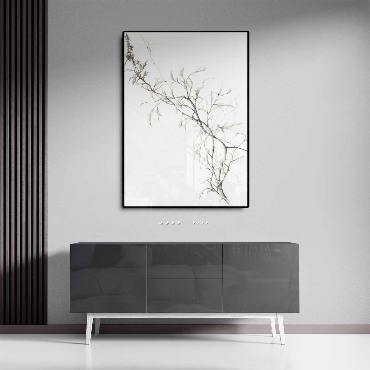 Subtiele Tak In Potlood Kunstwerk-canvas-dibond-plexiglas-wanddecoratie-WallArtistic