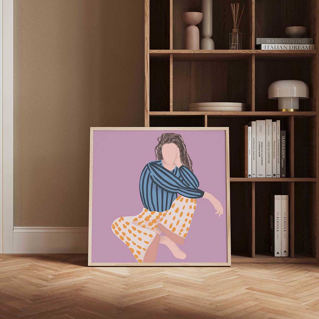 Vrouw in gestreepte blouse Poster