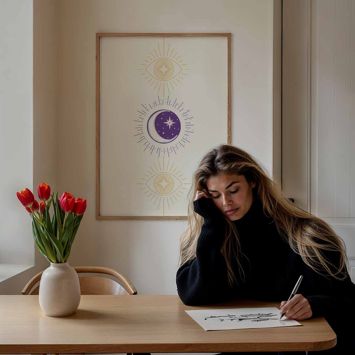 Mystieke Maan & Sterren Poster-WallArtistic