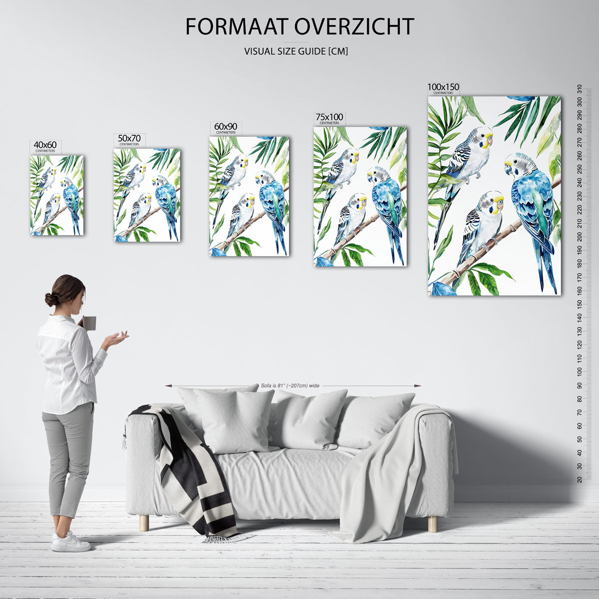 Vogels en bladeren Kunstwerk