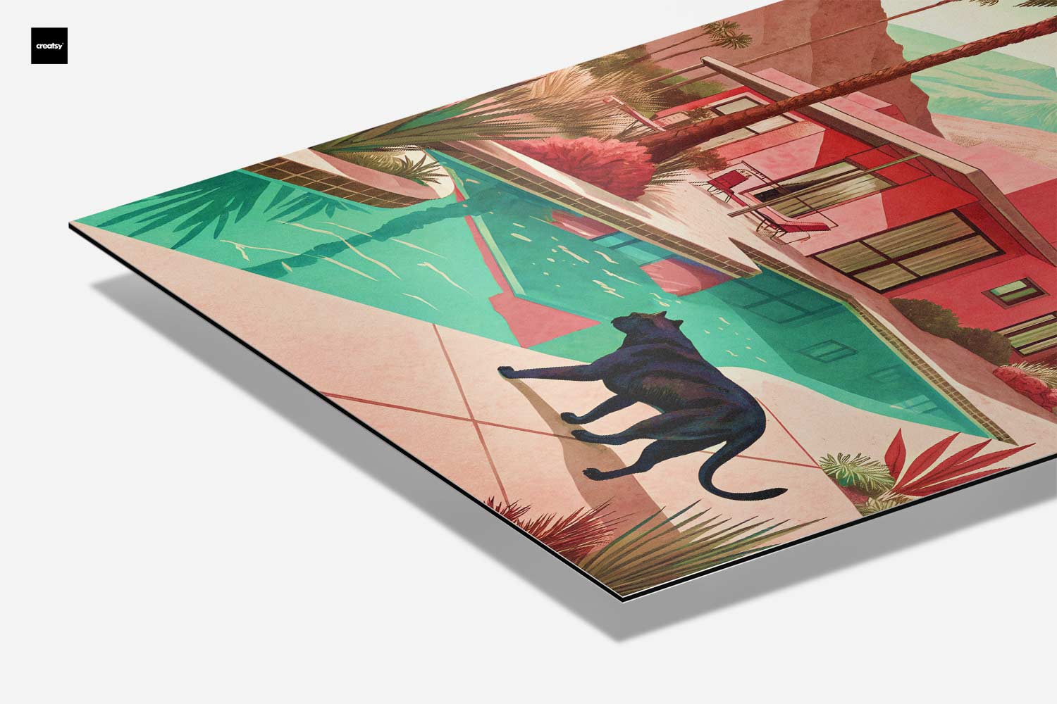 Modern Dream House with Black Cat Artwork