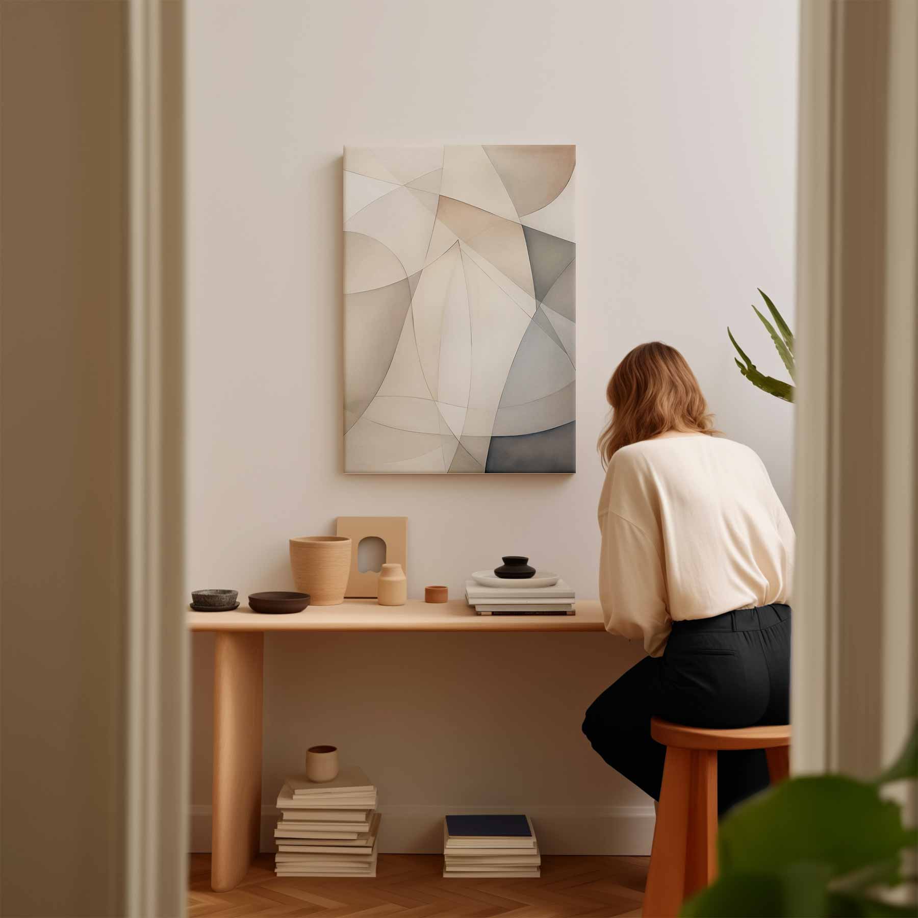 Subtiele Abstractie in Neutrale Tinten Kunstwerk-canvas-dibond-plexiglas-wanddecoratie-WallArtistic