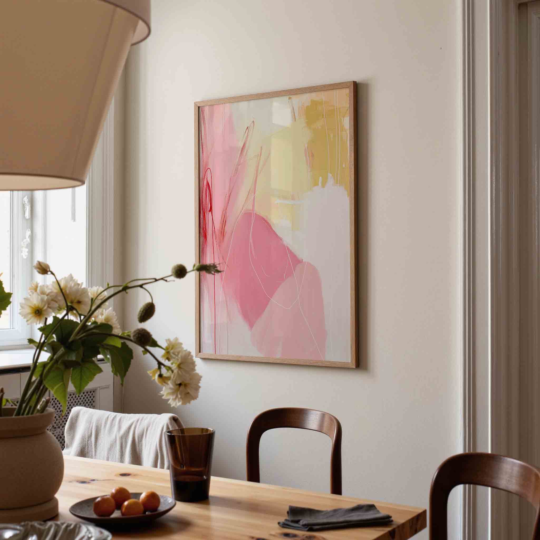 Abstracte roze en gele Poster