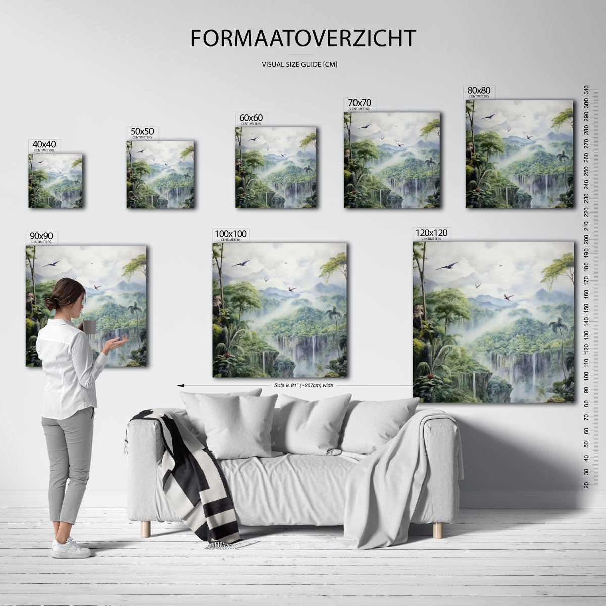 Vliegende vogels boven waterval Poster