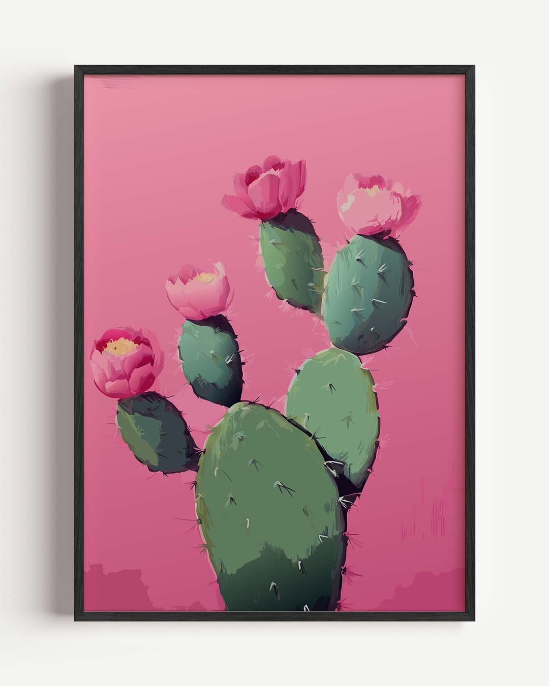 Cactus Bloemenpracht op Roze Poster-WallArtistic